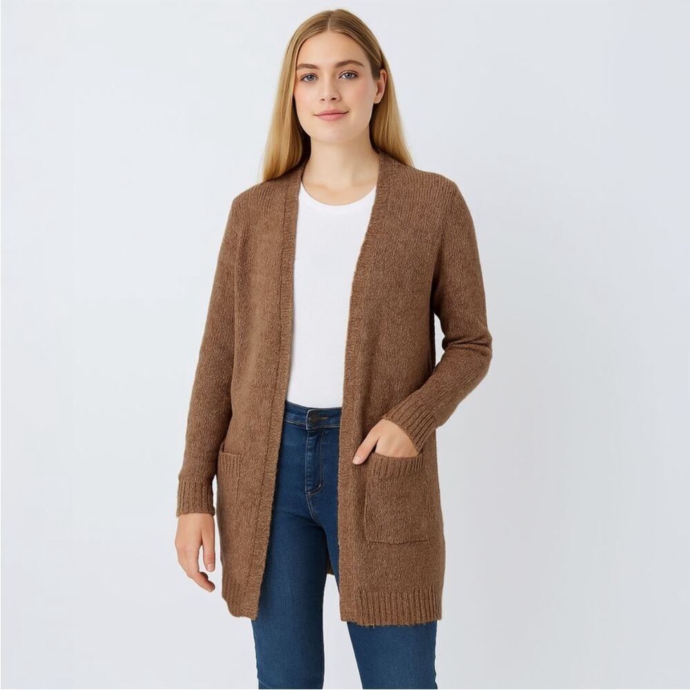 NWOT Love Ellie Long Textured Open Front Cardigan Lightweight with Pockets Sz S
